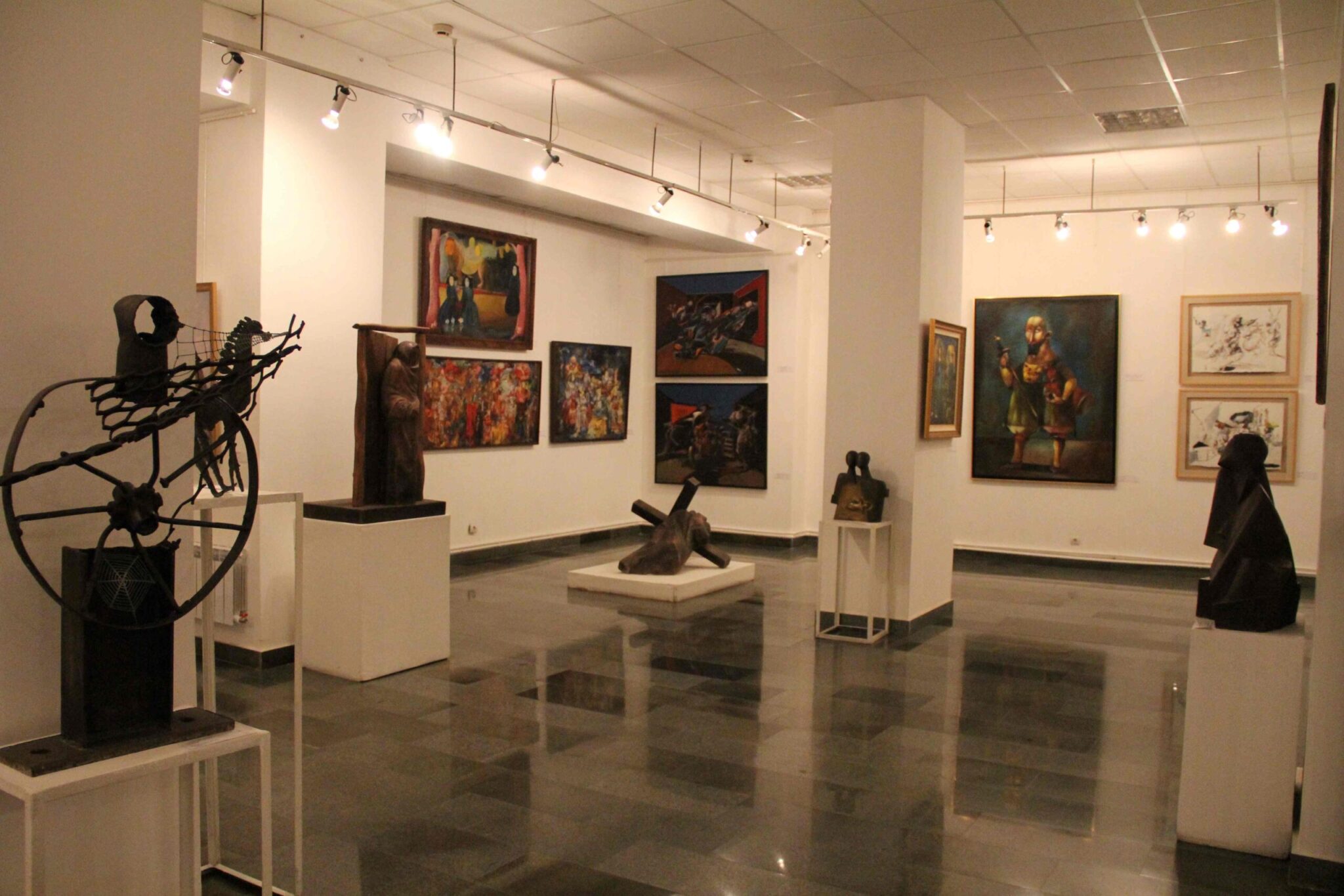 a room of museum with artifacts