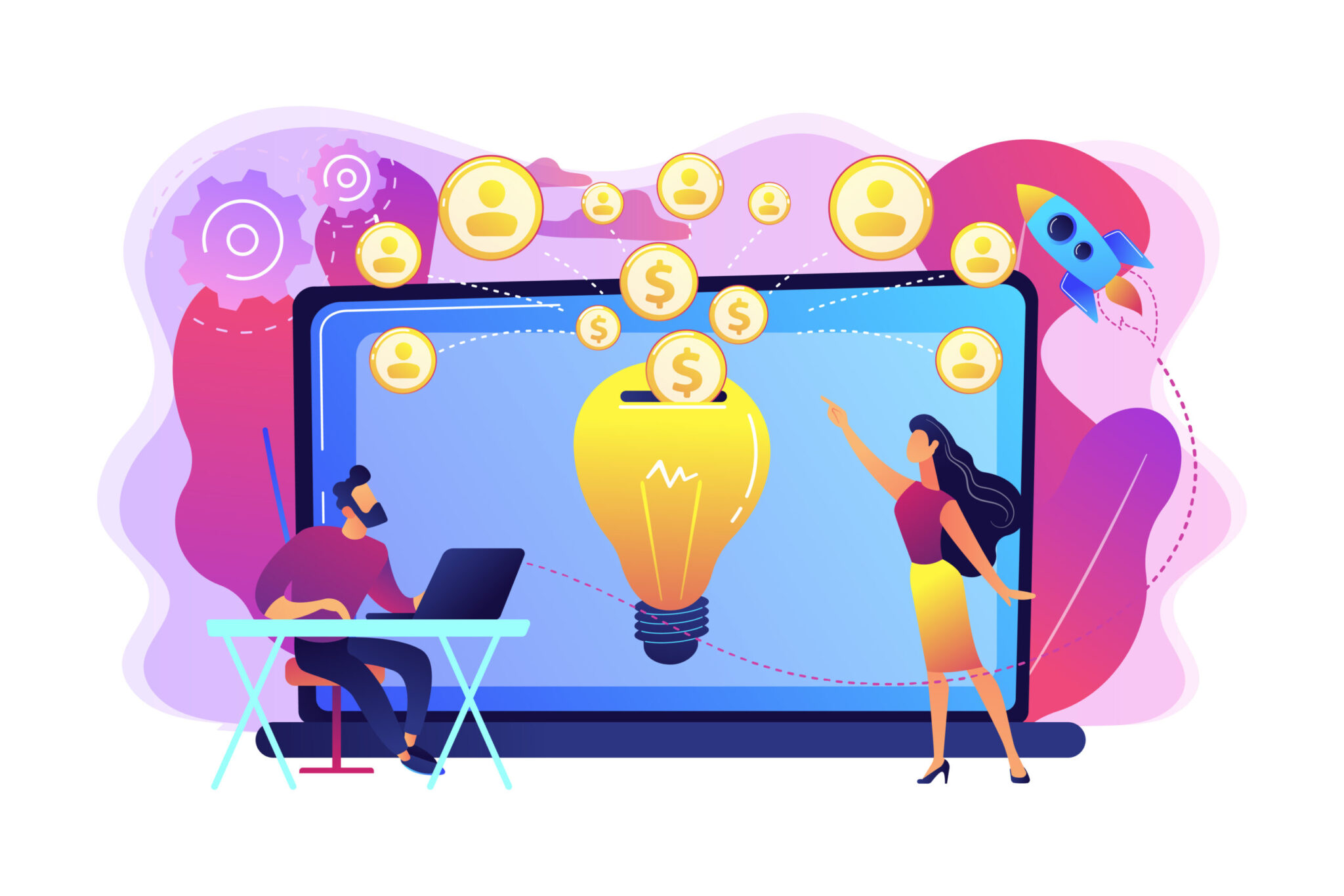 Crowdfunding concept vector illustration.